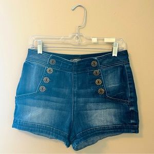 Express double buttoned denim shorts